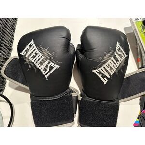 Everlast Pro Elite Boxing Gloves Black Grey Training Sparring Heavy Bag Hook Loo